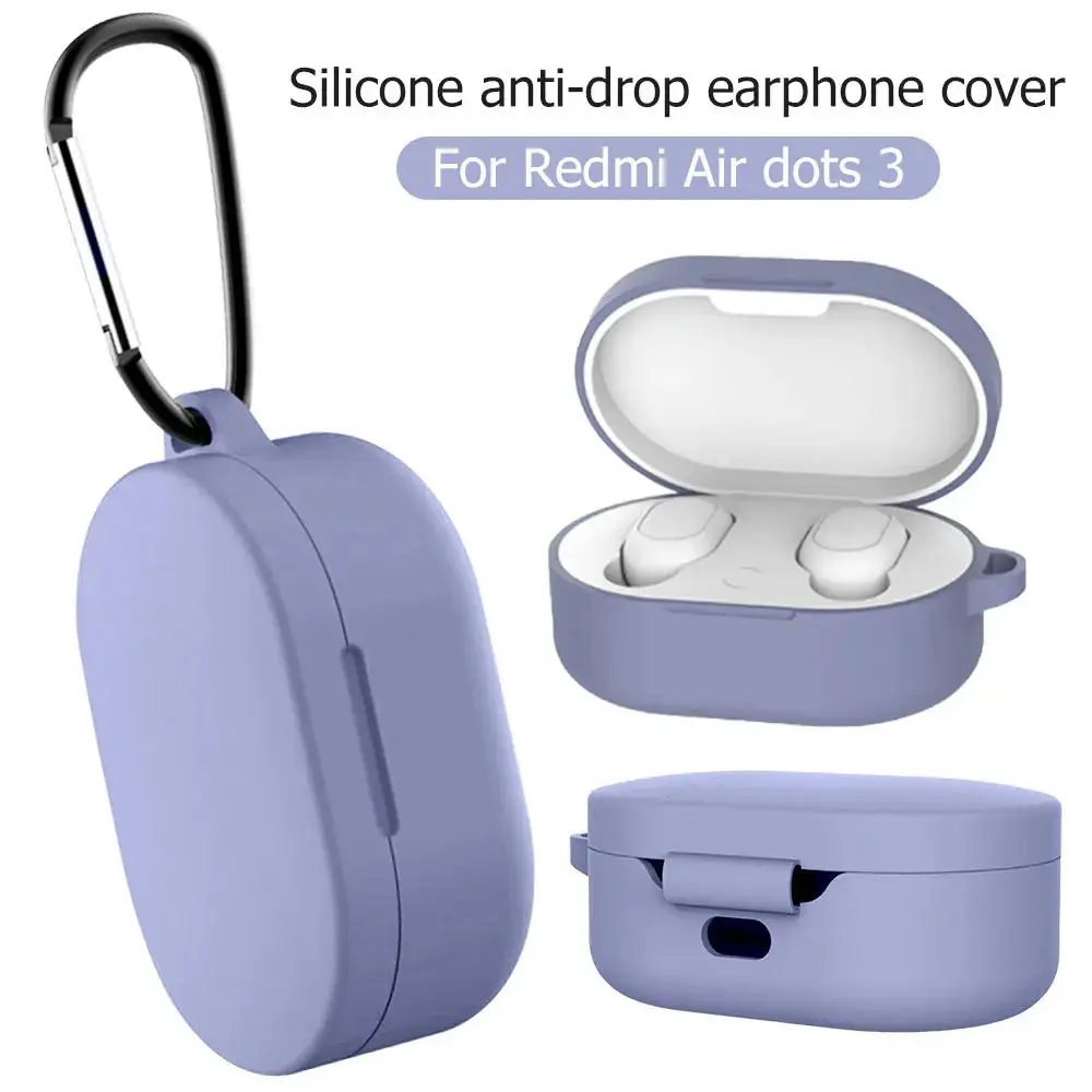 For Redmi Air dots 3 Case Wireless Bluetooth Earphone Cover for Airdots 3 Earbuds Case Silicone anti drop Cover Carabiner