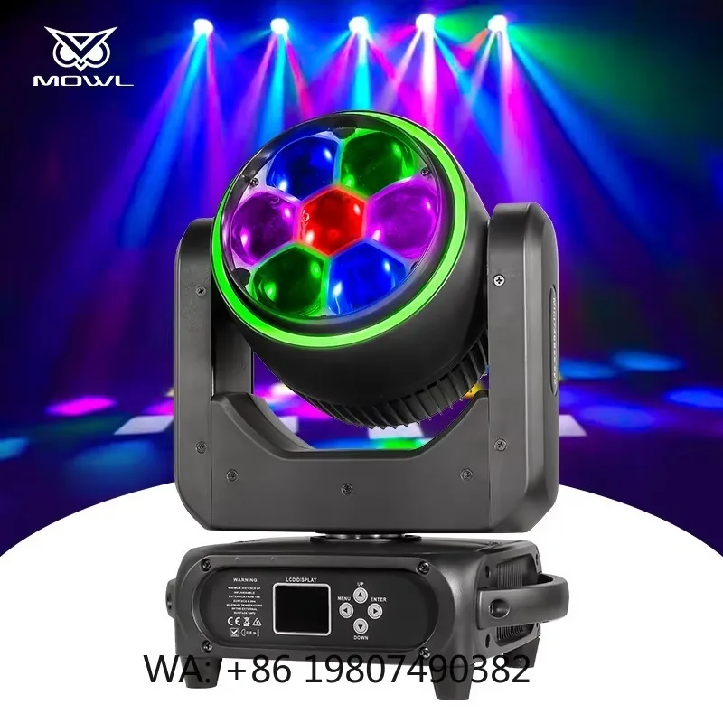 7x40W Mini Bee Eye LED Moving Head Projection Light 4in1 RGBW Halo Ring DMX Wash Zoom for Club Bar Stage Shows