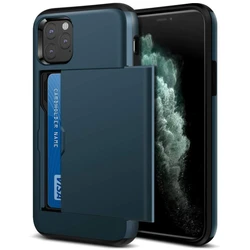 Armor Shockproof Case for iPhone 17 16 15 14 13 12 11 Pro Max Mini Silicone Plastic Wallet Card Slot Sliding Hidden Pocket Cover