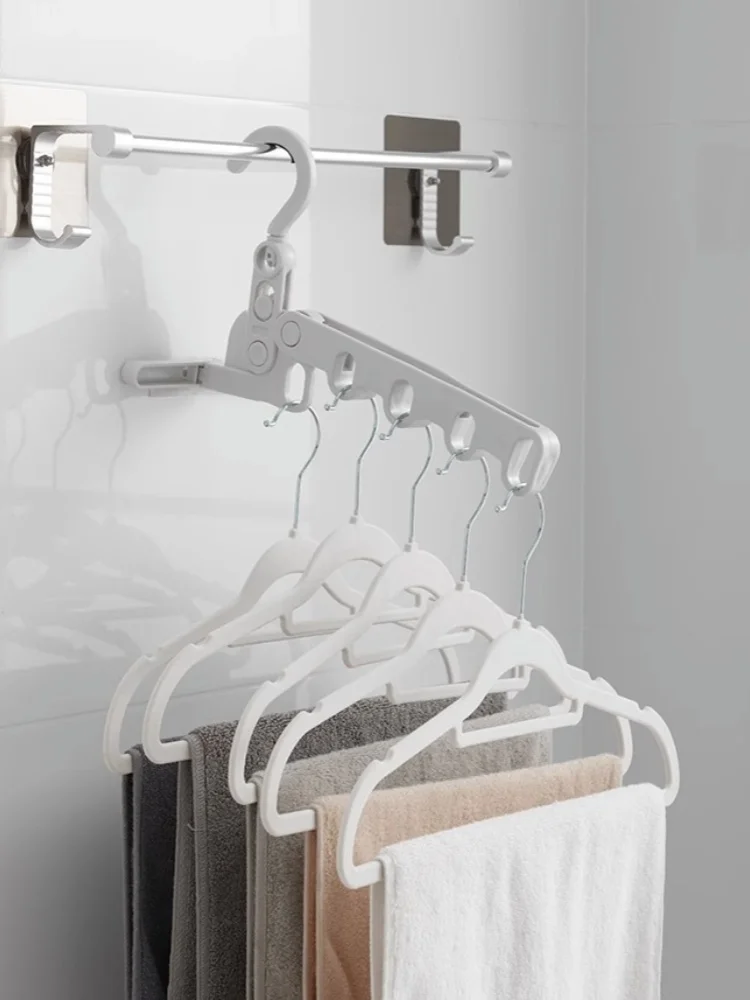 Portable Foldable Travel Hanger Folding Clothes Drying Rack Travel Hangers Hanging Rack with 5 Holes for Hotel Camping Travel