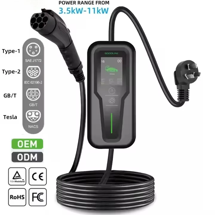 

New Portable Power Station TSL Motors Adjustable Current AC Electric Vehicle Charger Goodlink Type 1/2 Charging Station