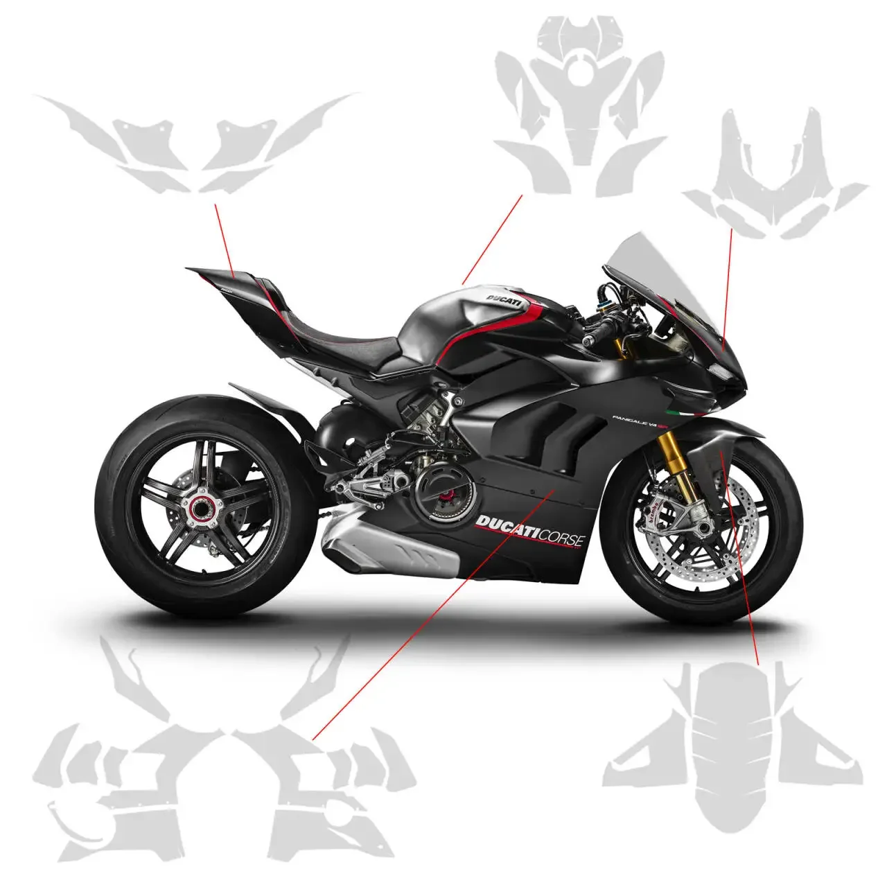 For Ducati PANIGALE V4 Panigale V4S 2021 PPF Motorcycle Paint Protection Fits Fairing Protection Clear TPU Anti-scratch Film
