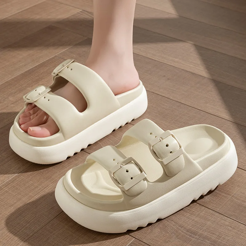 Fashion Buckle Thick Platform Slippers Women Home Soft Sole eva Cloud Slides Sandals Woman 2023 Summer Non Slip Beach Flip Flops