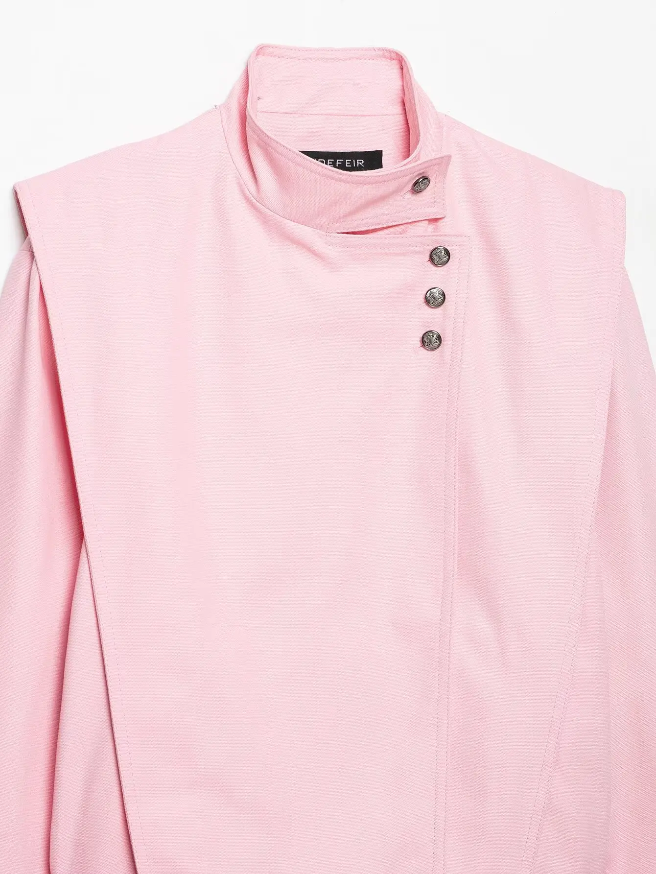 HH Damen Elegante Asymmetrische Jacke Stehkragen Knopfdetail Oberbekleidung Frühling Herbst Business Casual & Büro Streetwear – Detail 6