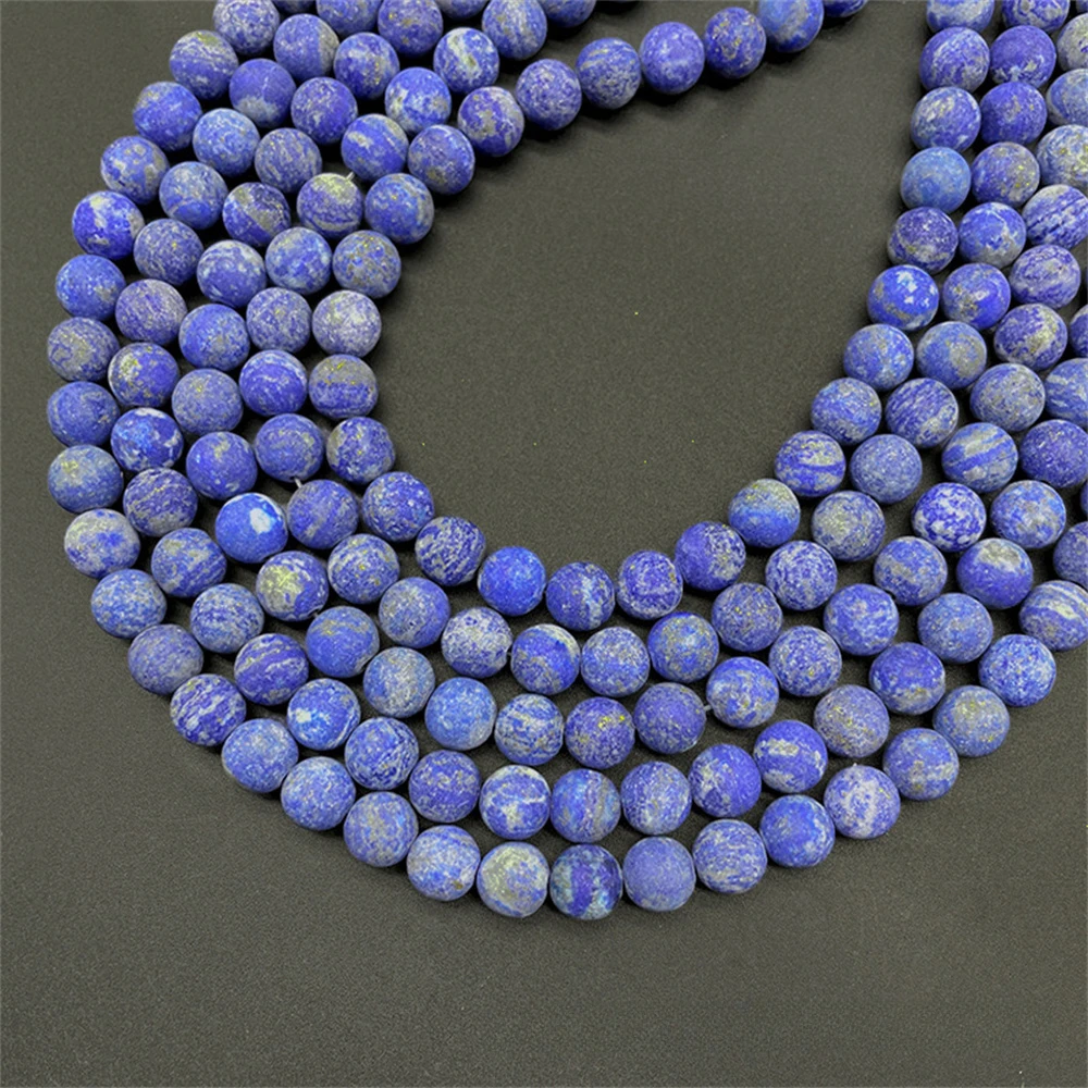 Natural Frosted Lapis Lazuli Loose Beads 4-12mm for Jewelry Making Bracelet Necklace Bracelet Keychain Raw Material Accessories