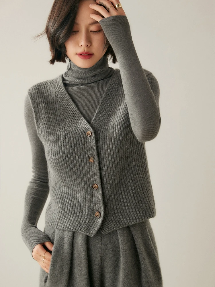 

Autumn Winter 100% Cashmere Layering Must Have Minimalist V-Neck Jacket Preppy Style Sweater Woman Sweater Soft Warm Knitting