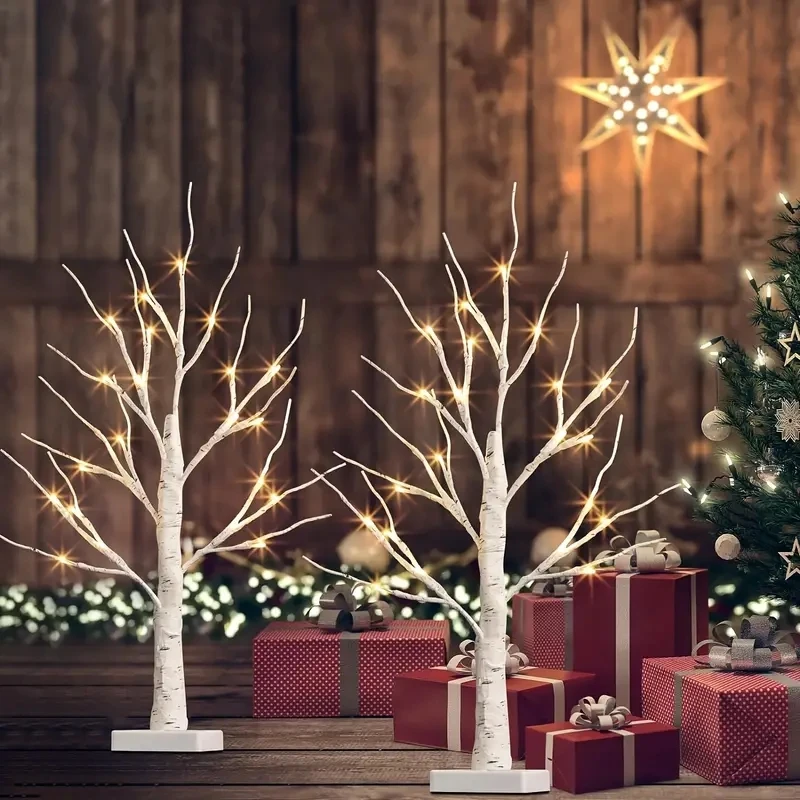 1PC 24 LEDS Birch Tree Light USB Battery Power Twinkling Tree Fairy Tree Lamp For Party Bedroom Christmas Outdoor Decoration