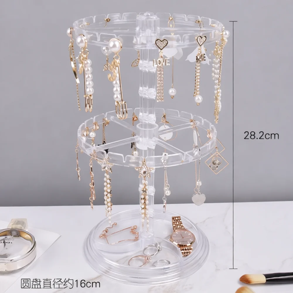 Rotating Jewelry Storage Stand Earring Display Holder For Necklaces Bracelets Desktop Organizer Rack Showcase