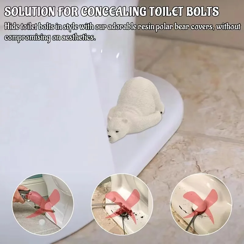 Cute Polar Bear Toilet Bolt Cap Universal Bathroom Household  Decoration Creative Resin Bear Toilet Bolt Cap Home Life Supplies