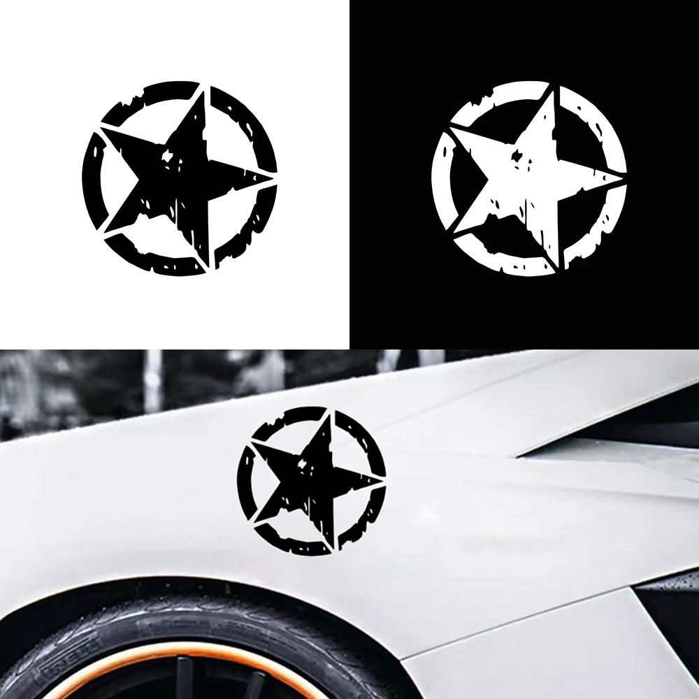 Autoaufkleber Pentagramm Wasserdicht und Sonnenschutz Persönlichkeits-Interessanter Aufkleber Militär-Armee-Stern Motorhaubenaufkleber Auto-Zubehör – Detail 1