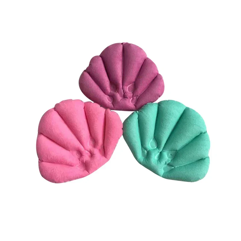 Soft Bathroom Pillow Home Comfortable Spa Inflatable Bath Cups Shell Shaped Neck Bathtub Cushion Bathroom Accessories