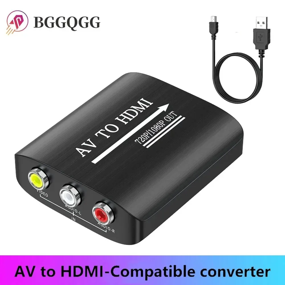 محول BGGQGG AV إلى HDMI، محول AV إلى HDMI يدعم 720p/1080p لـ PS1/PS2/PS3/Xbox 360/WII/N64/SNES/STB/VHS/VCR/Blue-Ray