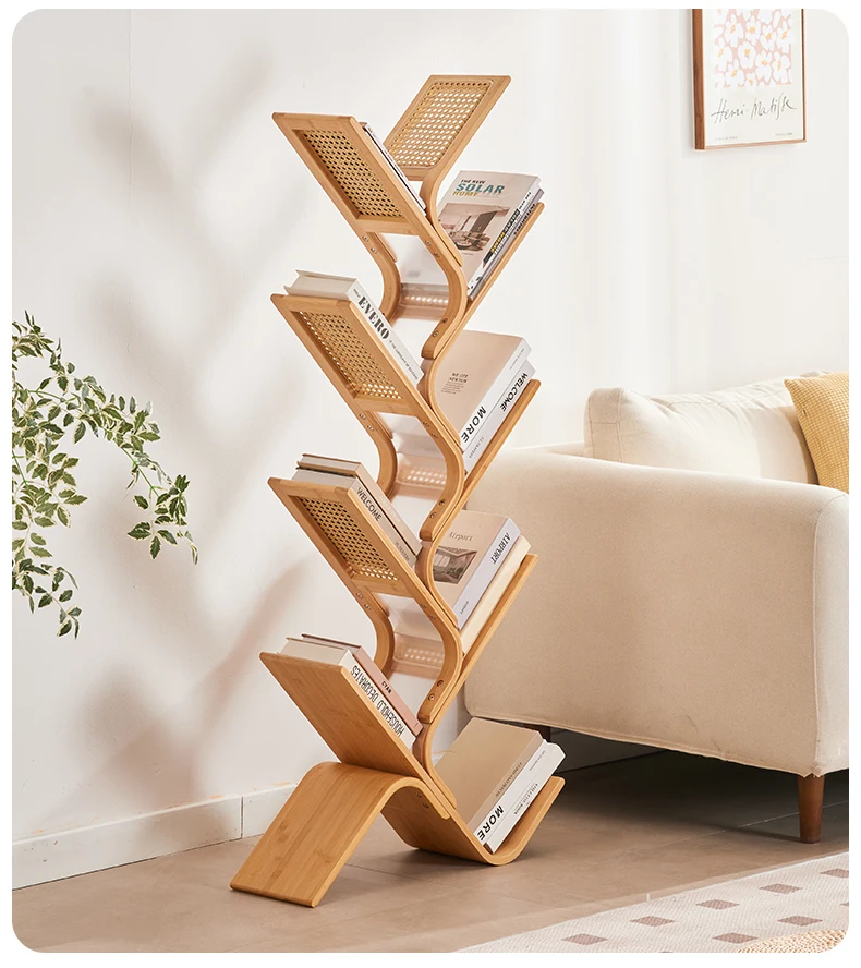 Simple tree-shaped small bookshelf shelf floor-to-ceiling integrated wall living room creative bookcase bedroom  book shelf