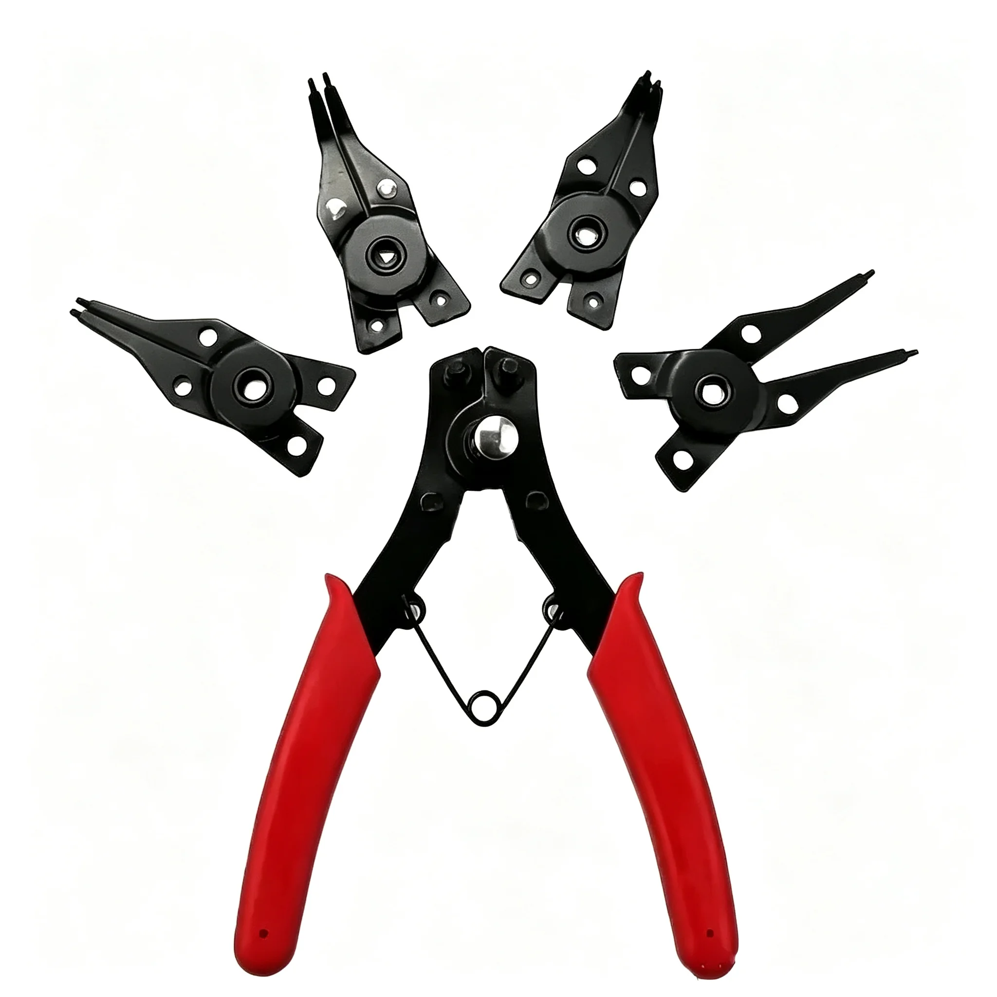 4 In 1 Circlip Plier Set Snap Ring Plier Interchangeable Jaw Head Ring Remover Installing Auto Machinery Repair Hand Tool Kit