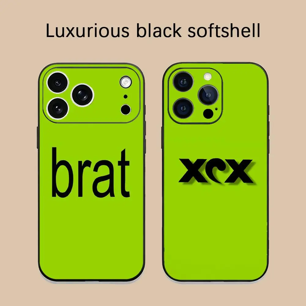 Cool Singer Charli XCX BRAT Phone Case Soft black Shockproof Cover For iPhone17 air 16 e 15 14 13 12Plus Mini Pro Max