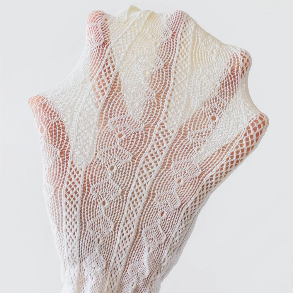 

1 Pairs Girls Pantyhose for Summer Cute Kawaii Heart Breathable Hollow Out Baby Tights Beige Lolita Style Student Leggings