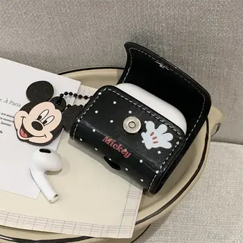 Moderiktigt läderfodral med björnvalp och Musse Pigg-motiv för hörlurar till Airpods Pro 3 Pro 2 Airpods 4 3 2-fodral med berlockskydd 10 best sales Mickey airpods - №7