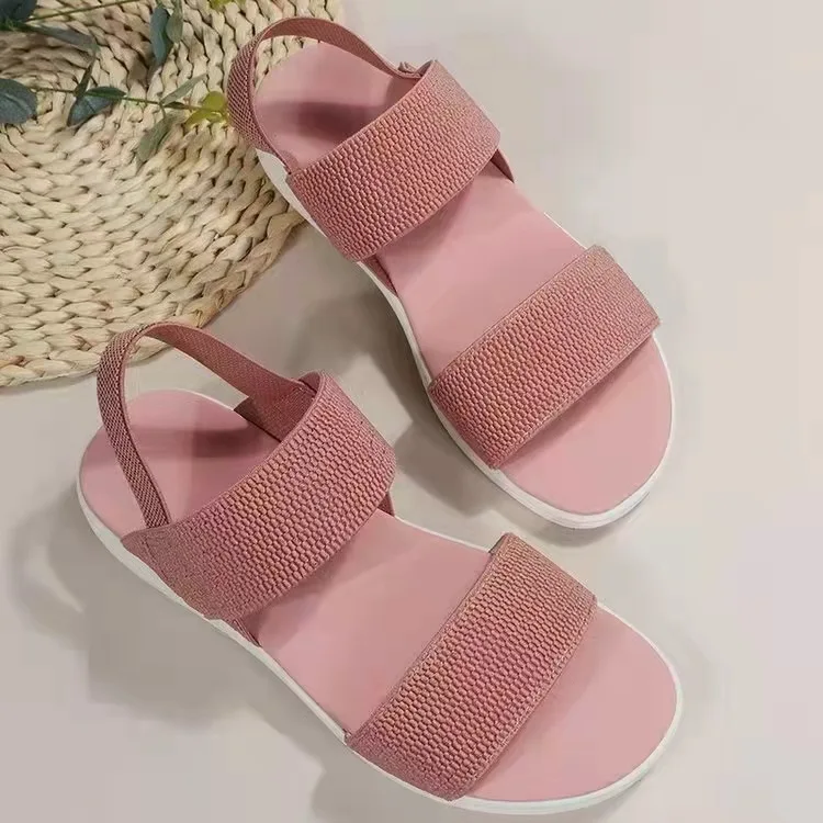 Sandalias cómodas con plataforma y Tacón de Cuña para mujer, sandalias de playa para exteriores para mujer, zapatos de diseñador con banda elástica,