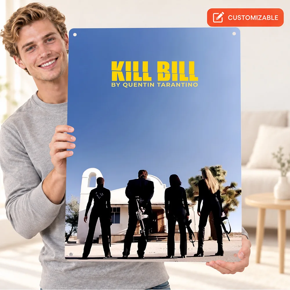 Kill Bill Movie Textured Metal Poster Personalized Aluminum Sign Cinematic Design Wall Art For Media Room Cinema Enthusiast Gift