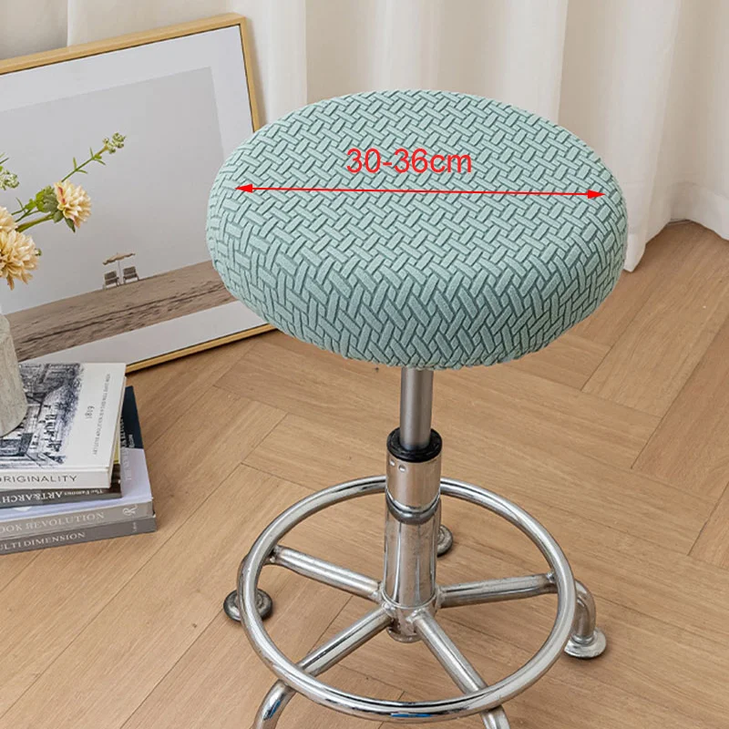 Jacquard Plush Round Stool Covers Universal Solid Geometric Pattern Chair Slipcover Universal Cloth Seat Cover for Bar Hotel