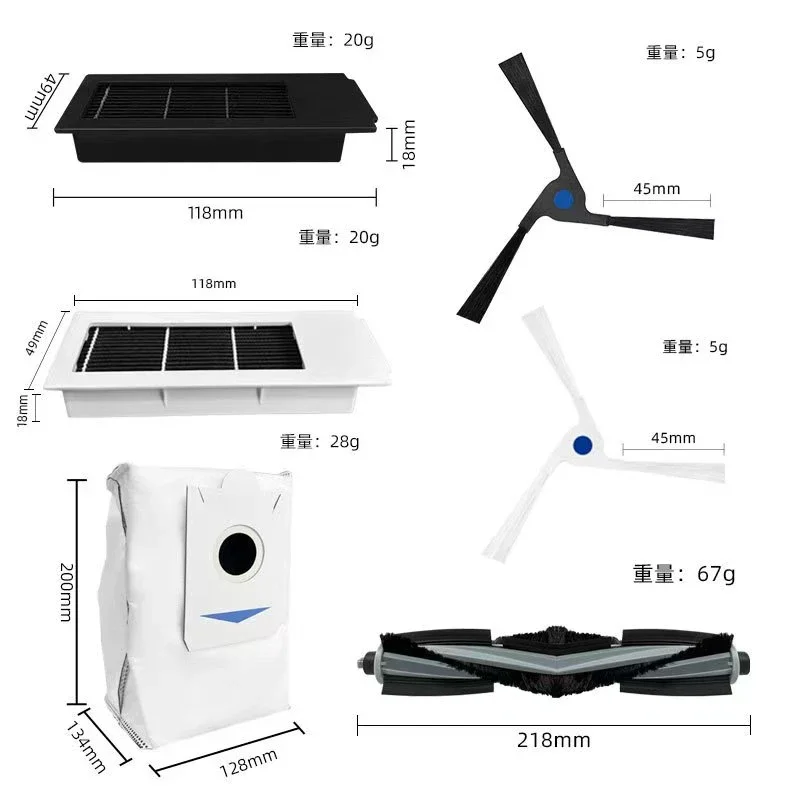 Para ecovacs deebot x2 omni x2pro x2 robô aspirador de pó acessórios rolo escova lateral filtro principal hepa vácuo saco pó peças