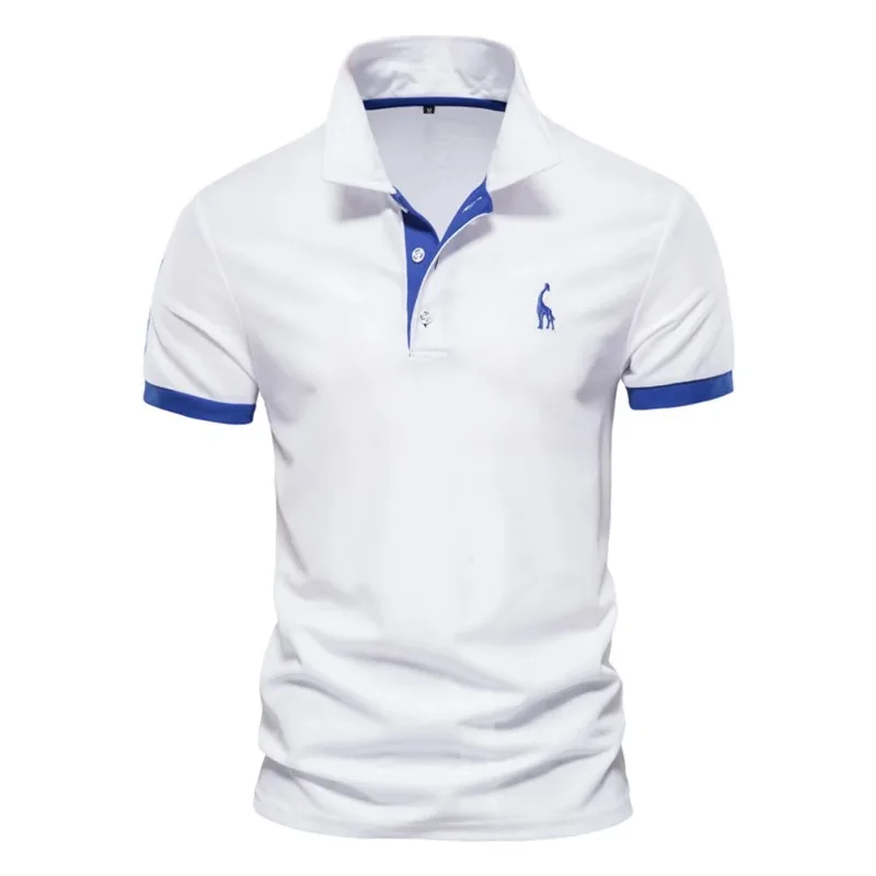 Dropshipping Polo Giraffe Shirt Men Quality Embroidery Summer Short Sleeve Polo Casual Business Social Mens Polos BR Size 2025