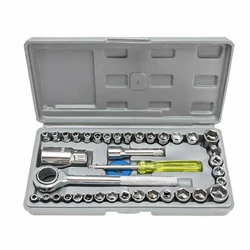 40pcs Car Motorcycle Repair Tools Wrench Socket Combination Hardware Tool Sleeve Set Professional Repair Tooling Kit Box