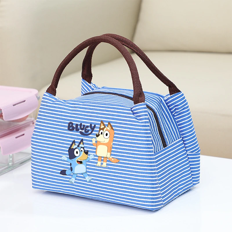 

Cartoon Blueyi Portable Lunch Bags Anime Figures Bingo Stripe Freezer Camping Food Picnic Insulation Bag Boys Girls Storage Bag