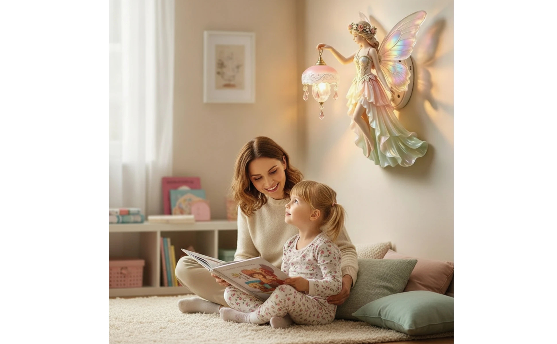 Fairy Wall Sconce Decorative Fairy Wall Lamp Sculpted Ornate for Girls, Bedroom, Nursery