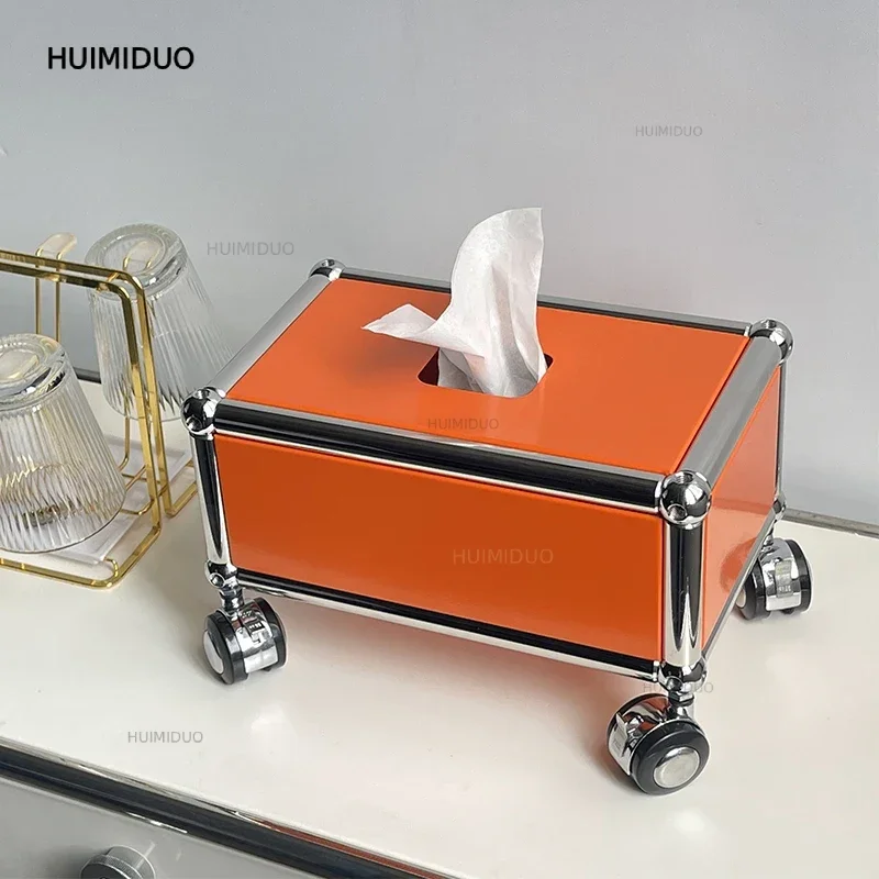 Luxury Stainless Steel Desktop Tissue Box High-End Creative Napkin Holder Modular Home Organizer Paper Towel Storage Stand
