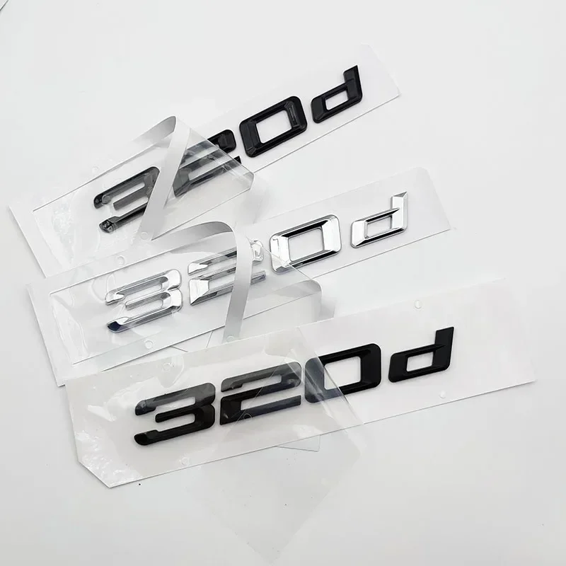 3D ABS Chrome Matt Black 320d Logo Emblem Car Rear Trunk Letters Sticker For BMW 320d E46 E90 E92 F30 F31 G20 Auto Accessories