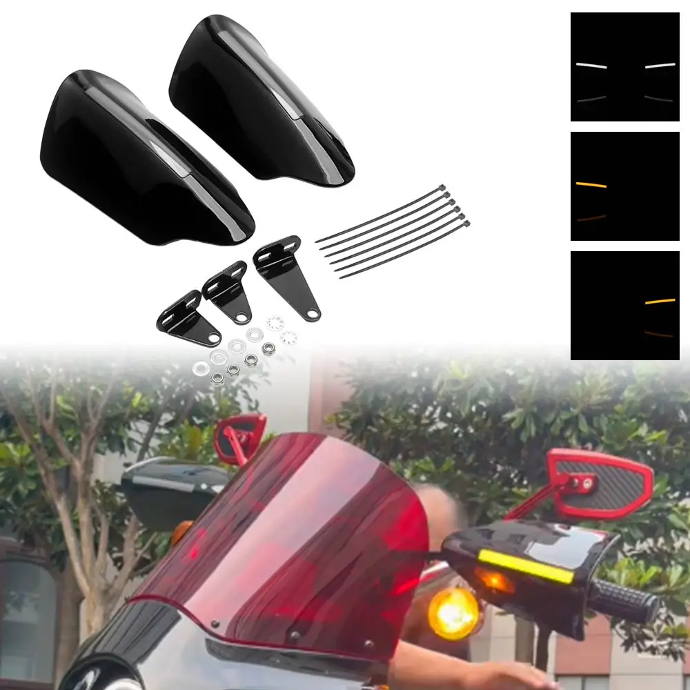 Hand Shield Guards With LED DRL Turn Signal Light For Harley Softail Breakout Fat Bob Low Rider Touring Road Street Glide 14-26