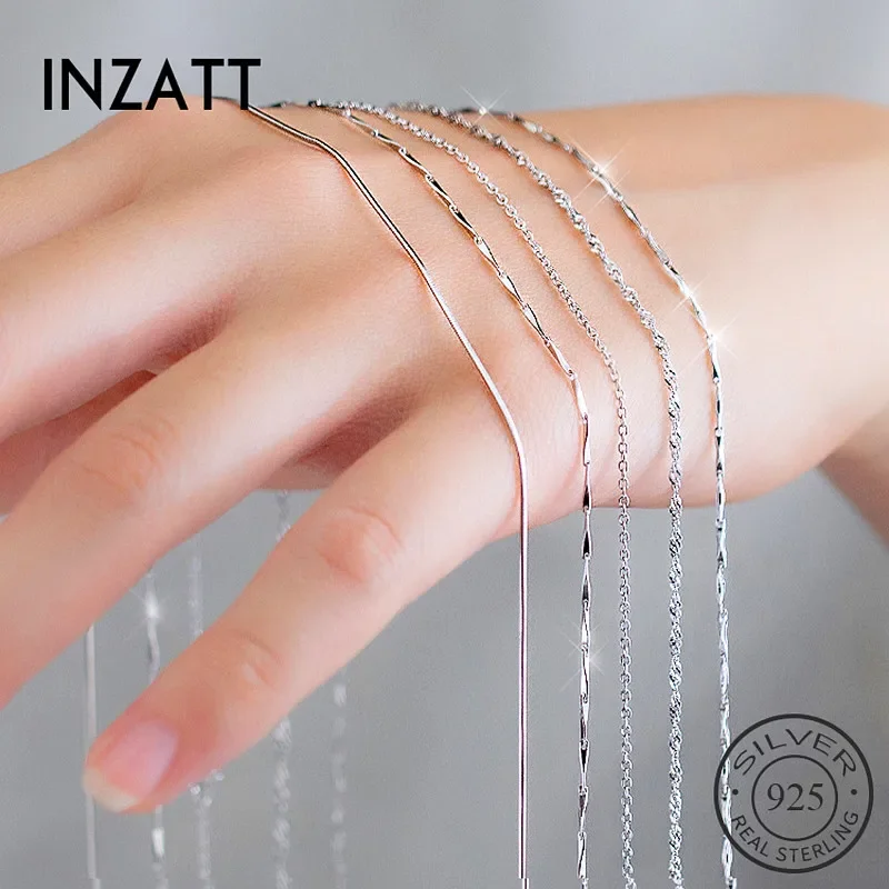 INZATT  Minimalist Real 925 Sterling Silver Choker Necklace For Women Fine Jewelry Wholesale Chain Accessories Drop Shipping