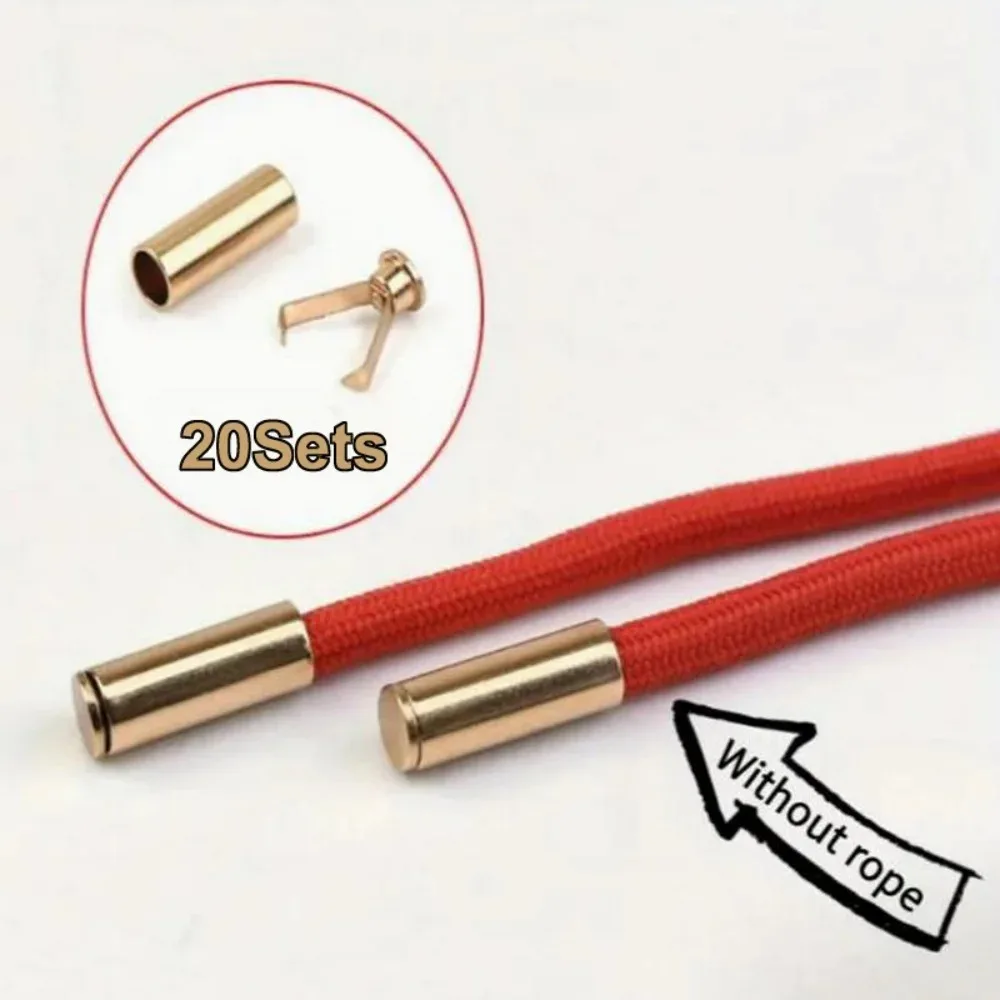 Metallseil-Endstopper-Knopf Kordelstopper-Kappe Glockenschnalle 20er-Set DIY Zubehör für Taschen, Kleidung, Schuhe und Schlüsselbänder – Detail 3