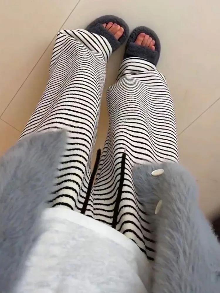 2024 pantaloni Casual da donna a righe giapponesi Grunge Streetwear pantaloni larghi Mujer Pantalones Sweet Y2k pantaloni a gamba larga alla moda estetica