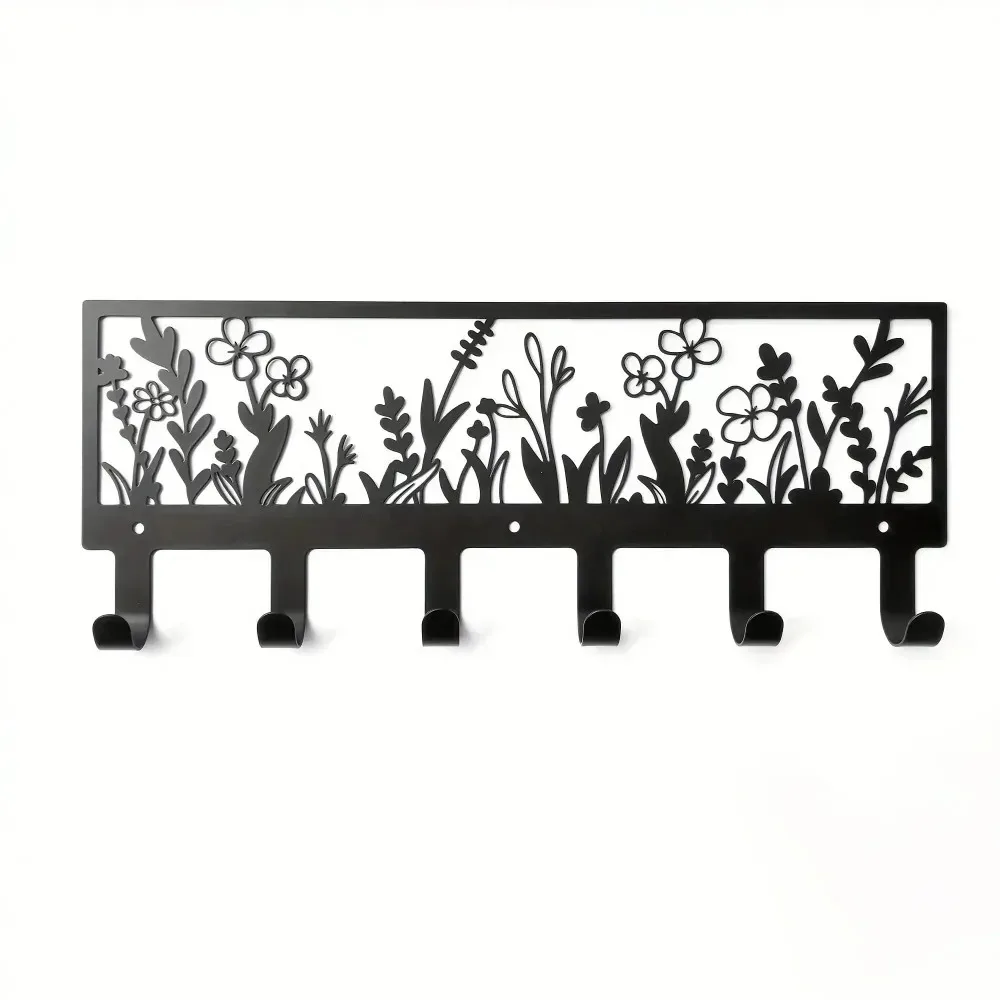 Aluminum Wall Art 3D Metal Sign Black Floral Powder Coated Decor