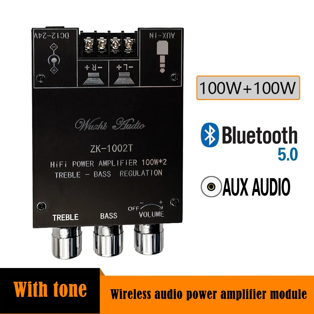 ZK-1002T Bluetooth-Compatible Amplifier HIFI 2.0 Channel 100Wx2 Audio Module Kit