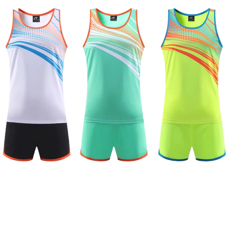 

Men Women Running Sets Exercise Sports Clothing Marathon Vest+Shorts Tracksuit Quick dry Track and Field Jogging Suit