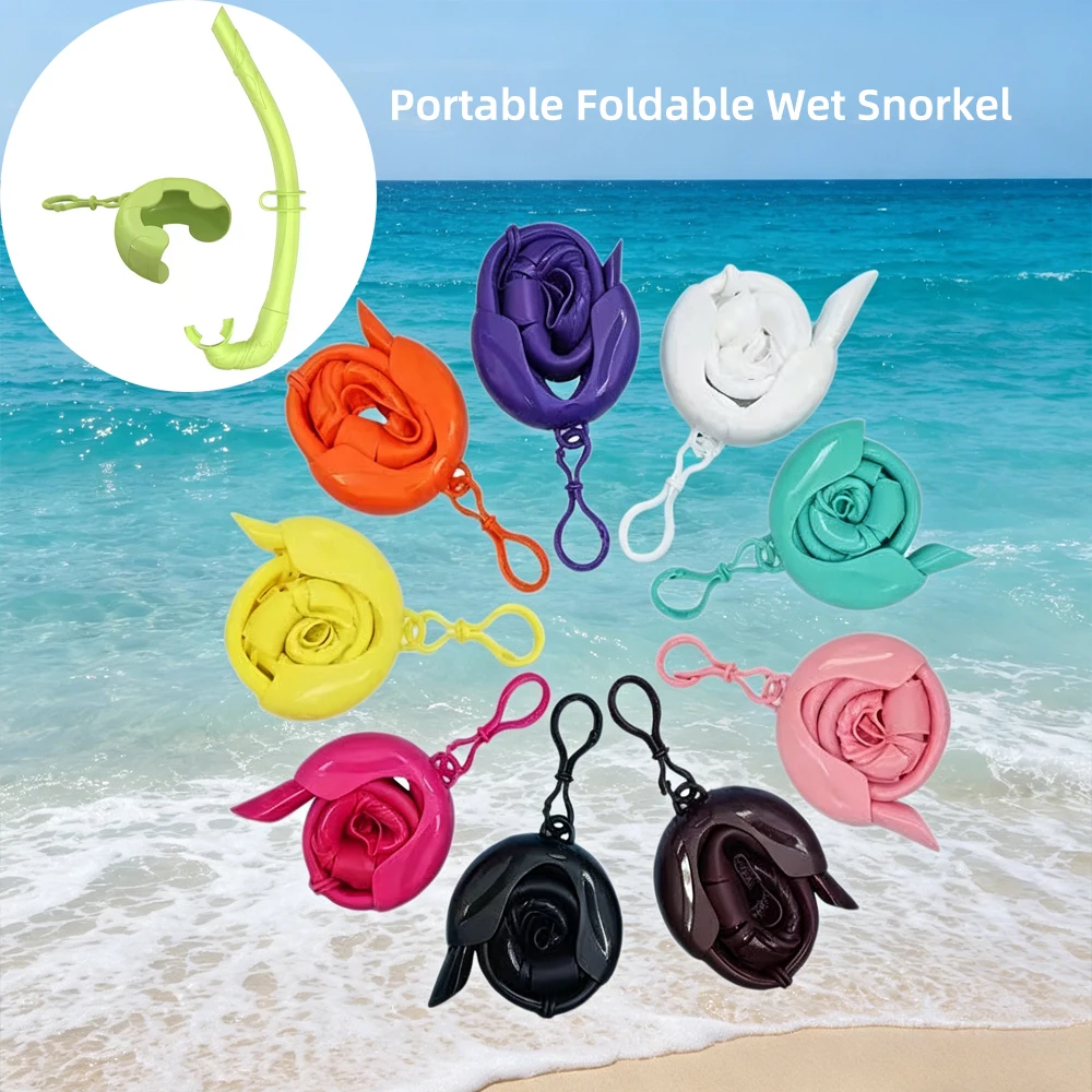 

Foldable Silicone Wet Snorkel for Freediving & Snorkeling, Portable Anti-Choke Swim Training Tube, Multiple Colors