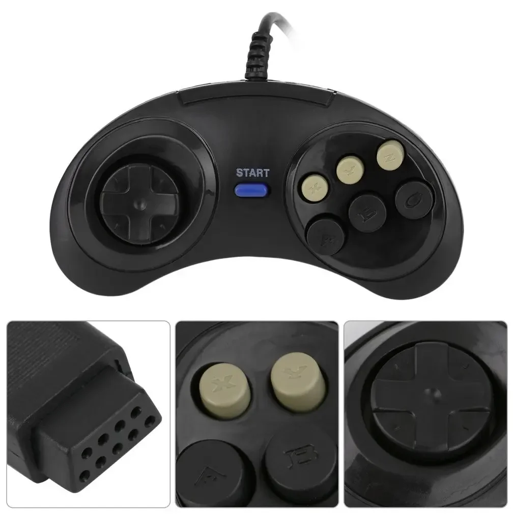 

Classic Wired 6-Key SEGA MD2 Gamepad Controller Accessories for PC MAC Compatible with Mega Drive Joystick