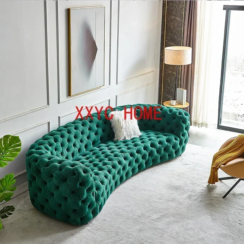 

American Light Luxury Pull Buckle Large Apartment Designer Living Room Villa Creative Curved Sofa