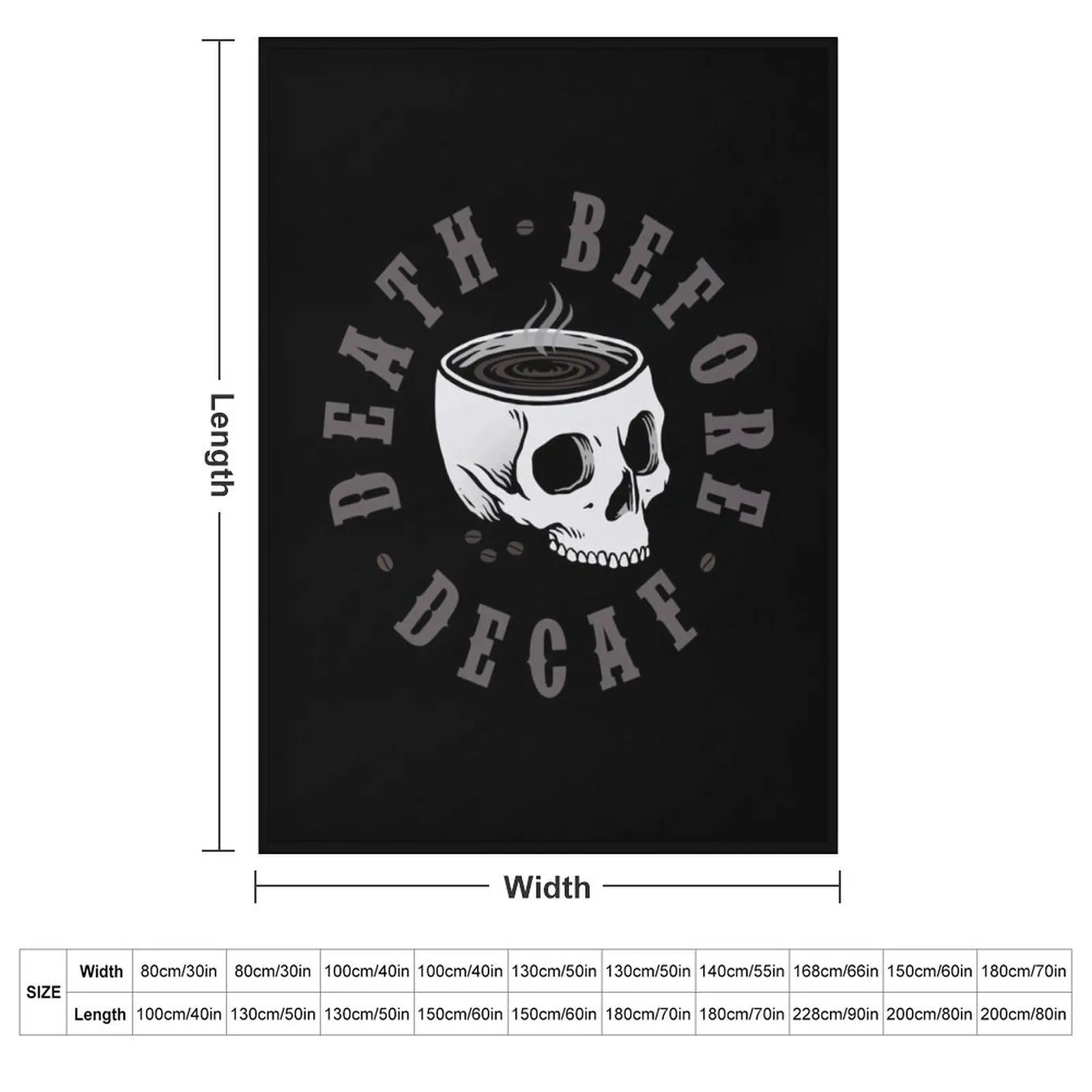 Death Before Decaf Throw Blanket couch cozy soft plush fuzzy picnic outdoor blanket