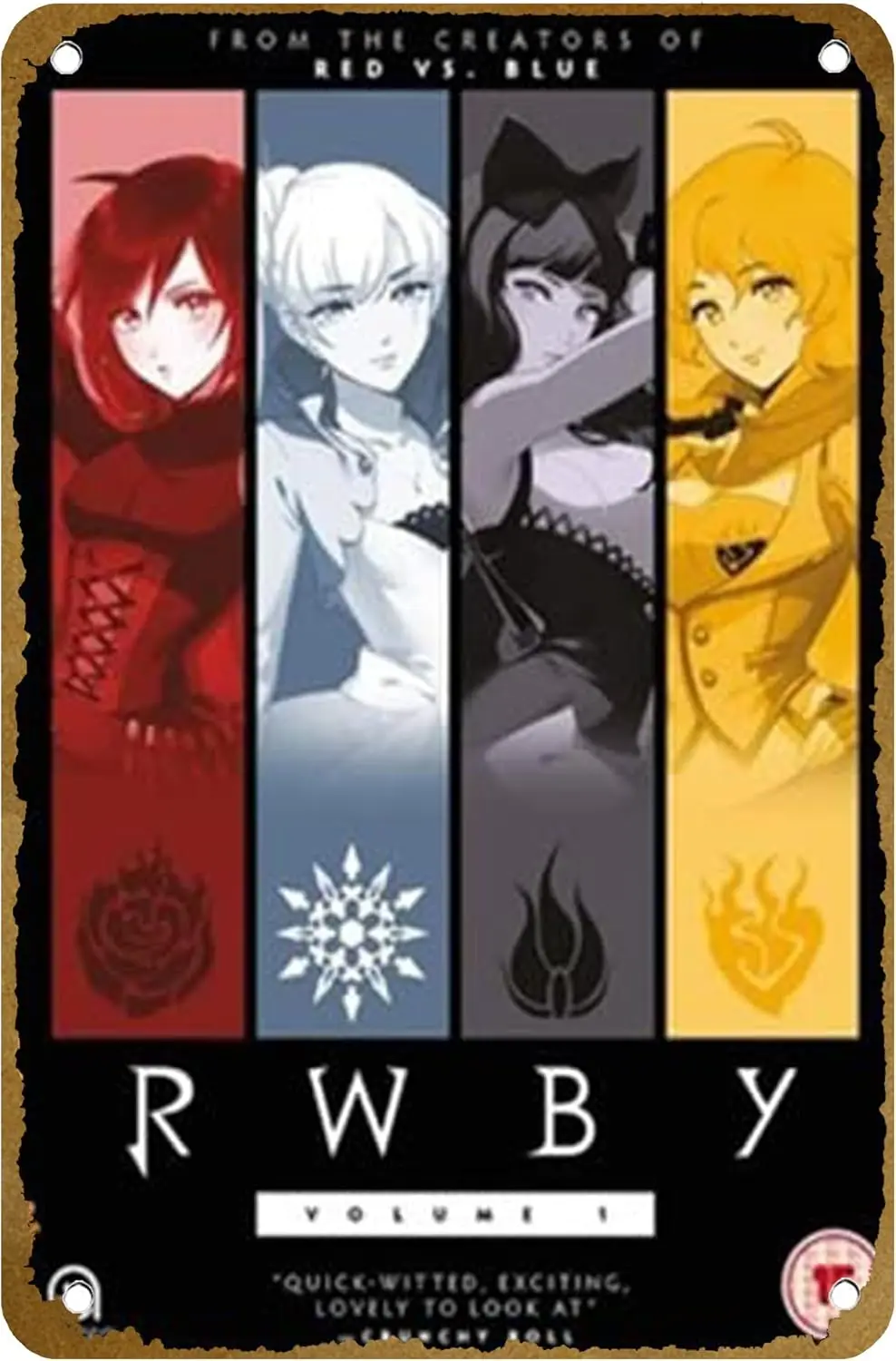 RWBY: Volume 1 movie posters (2013) Poster Metal Tin sign Logo Family Club Bar Cafe Bedroom Art Wall Decoration Gift