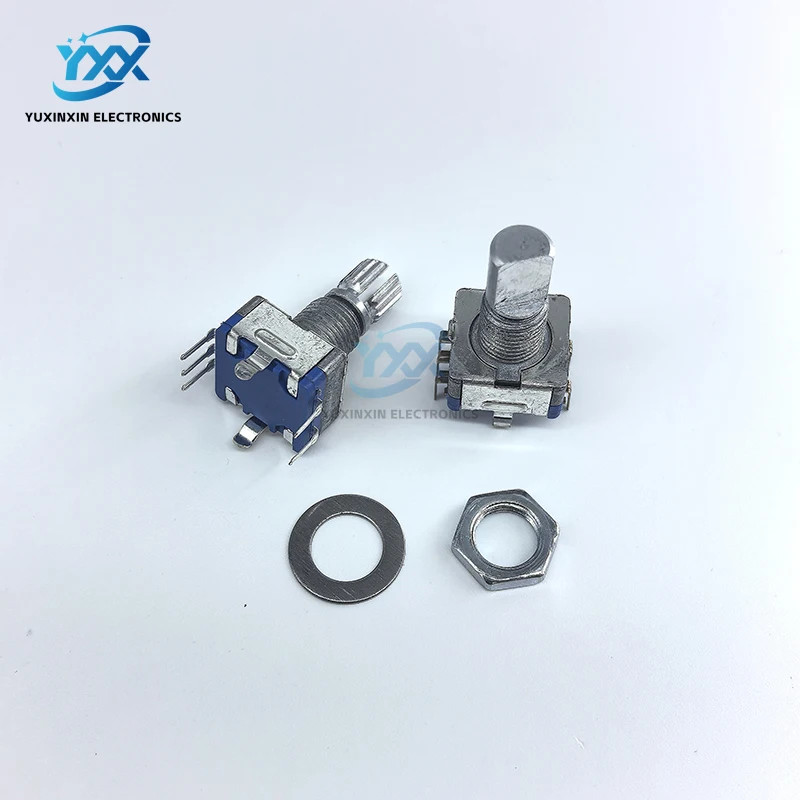 Поворотный энкодер EC11, 2 шт., с кнопкой, D-образным валом 15 мм/плоским валом, 5-контактный цифровой потенциометр для Arduino