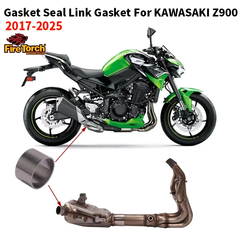 Motorcycle Exhaust Pipe Escape Crush Gasket For Kawasaki Z900 Z900e 2017 - 2025 Middle Tube Link Pipe Gasket Eliminator Enhanced
