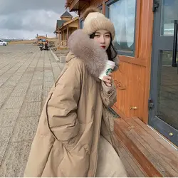 Winter Loose Fashion Mid-length Down Jacket Women's Korean Version of The New Large Fur Collar Thickened Warm Down Jacket