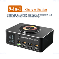 PD 100W Fast Charging Type C Charger Station Multiple Devices for Laptop Mobile Phone Earphone 18W Wireless 9 in 1 Multiple Port