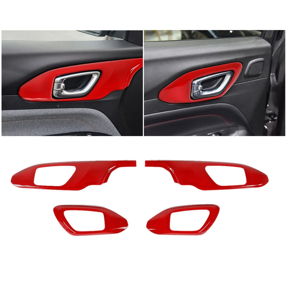 For Jeep Compass 2021 2022 Car Inner Door Handle Panel Cover Trim Frame Decoration Sticker Accessories, Red