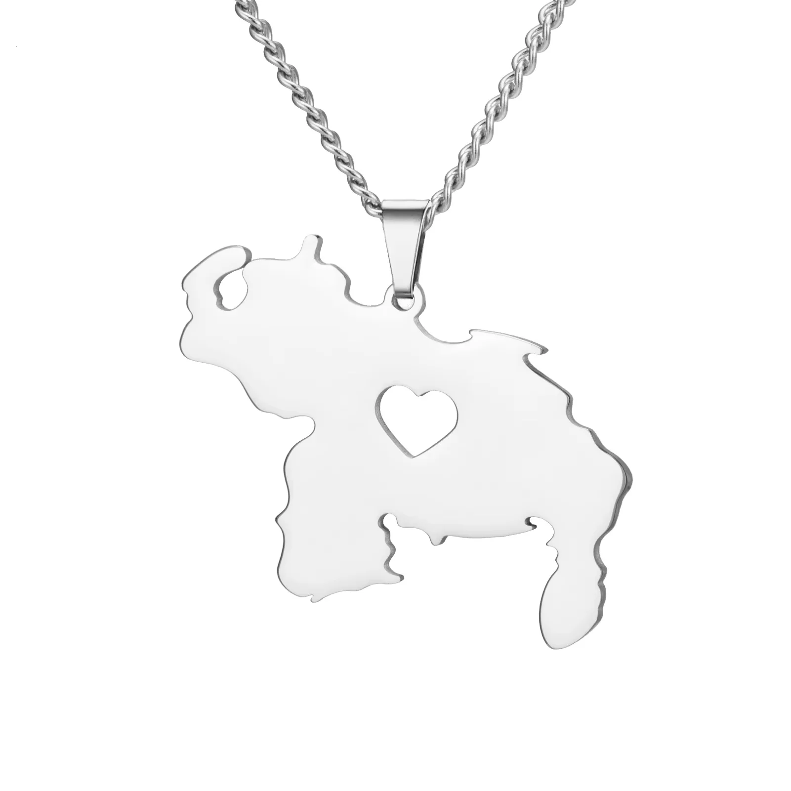 LIKGREAT Venezuela carte collier pour femmes hommes amour coeur unisexe patriotique en acier inoxydable bijoux significatif géographie cadeau