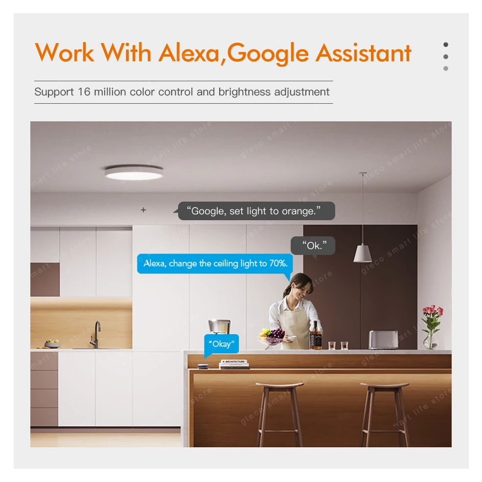 Imagem -05 - Tuya-lâmpada do Teto Wifi Rgbcw Zigbee Luz de Teto Led Smart Life App Controle de Voz Alexa Google Lâmpada Inteligente para Casa Decoração do Quarto